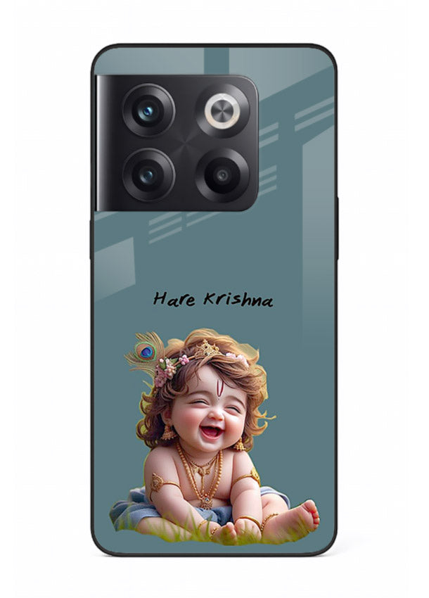 Happy Krishna smiling artwork OnePlus 10T glass cover divine joyful theme
