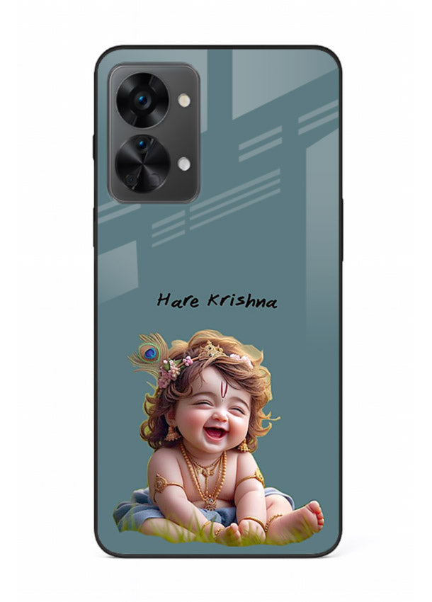 Happy Krishna smiling artwork OnePlus Nord 2T glass cover divine joyful theme