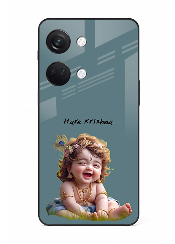 Happy Krishna smiling artwork OnePlus Nord 3 glass cover divine joyful theme