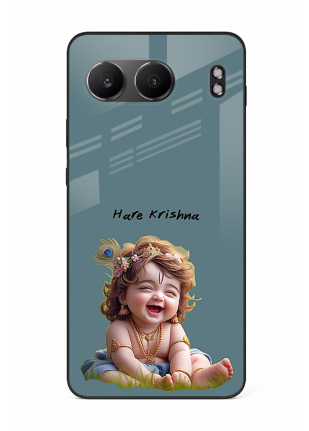 Happy Krishna smiling artwork OnePlus Nord 4 glass cover divine joyful theme