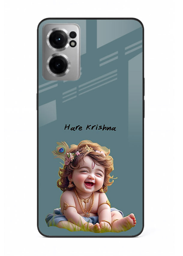 Happy Krishna smiling artwork OnePlus Nord CE2 5G glass cover divine joyful theme