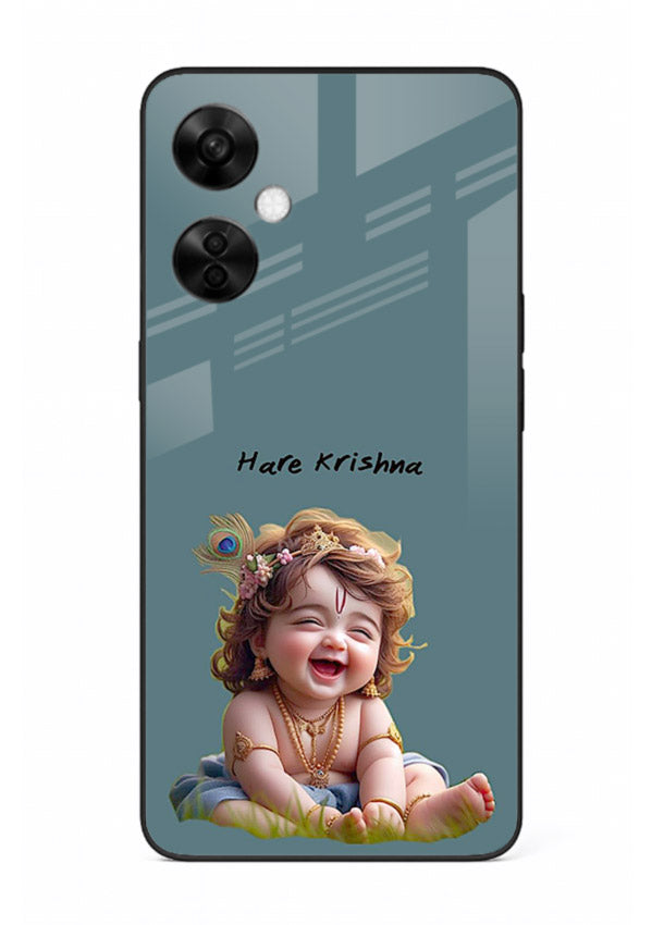 Happy Krishna smiling artwork OnePlus Nord CE3 Lite glass cover divine joyful theme