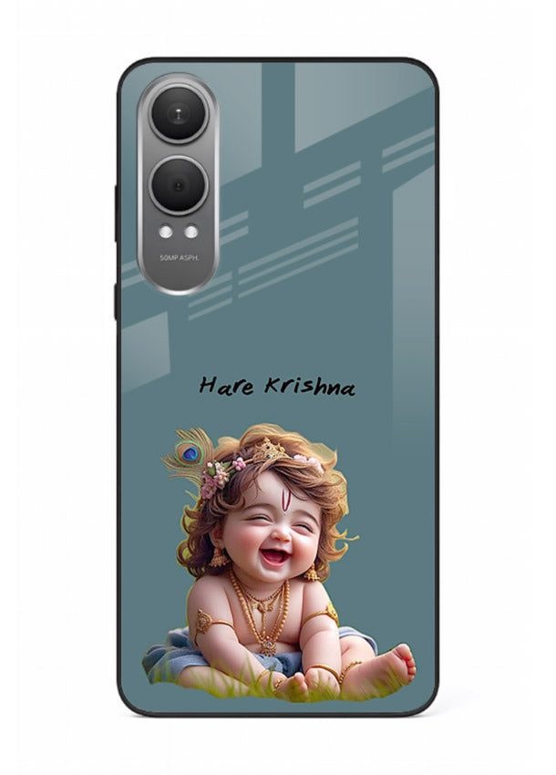 Happy Krishna smiling artwork OnePlus Nord CE4 Lite glass cover divine joyful theme