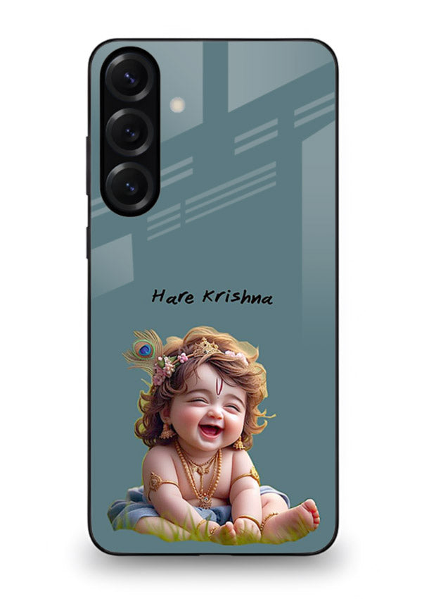 Happy Krishna smiling artwork Samsung M54 5G glass cover divine joyful theme