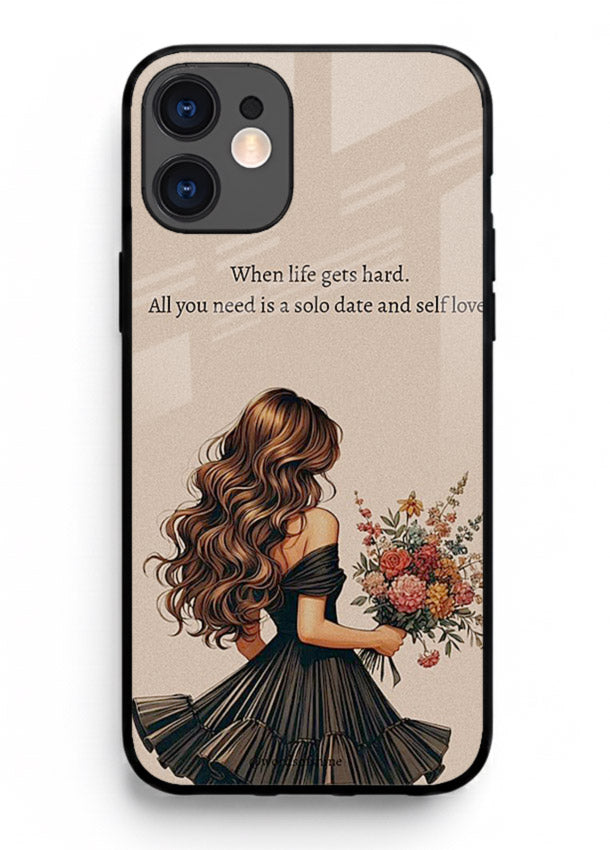 Floral bouquet illustration printed on iphone 12 glass back cover with gentle warm tones.