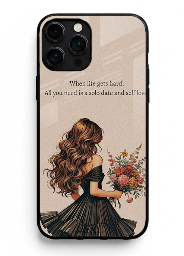 Floral bouquet illustration printed on iphone 15 pro max glass back cover with gentle warm tones.