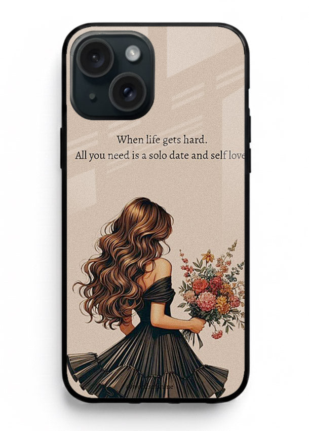 Floral bouquet illustration printed on iphone 15 plus glass back cover with gentle warm tones.