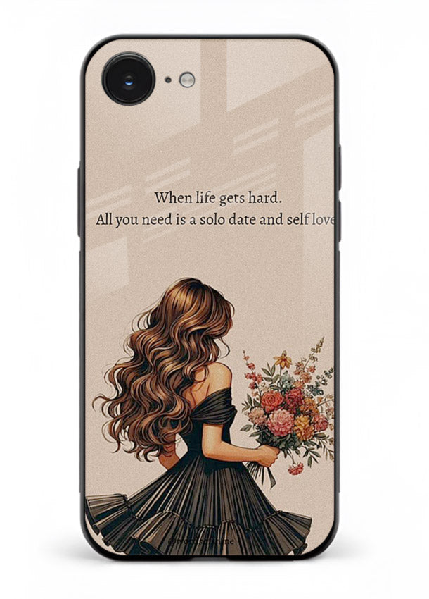 Floral bouquet illustration printed on iphone 16e glass back cover with gentle warm tones.