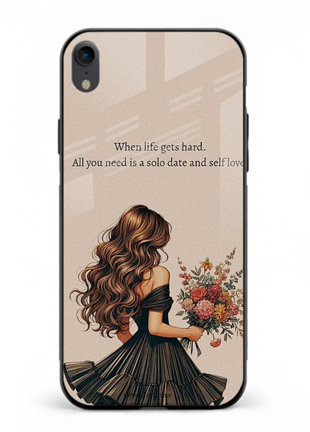 Floral bouquet illustration printed on iphone xr glass back cover with gentle warm tones.