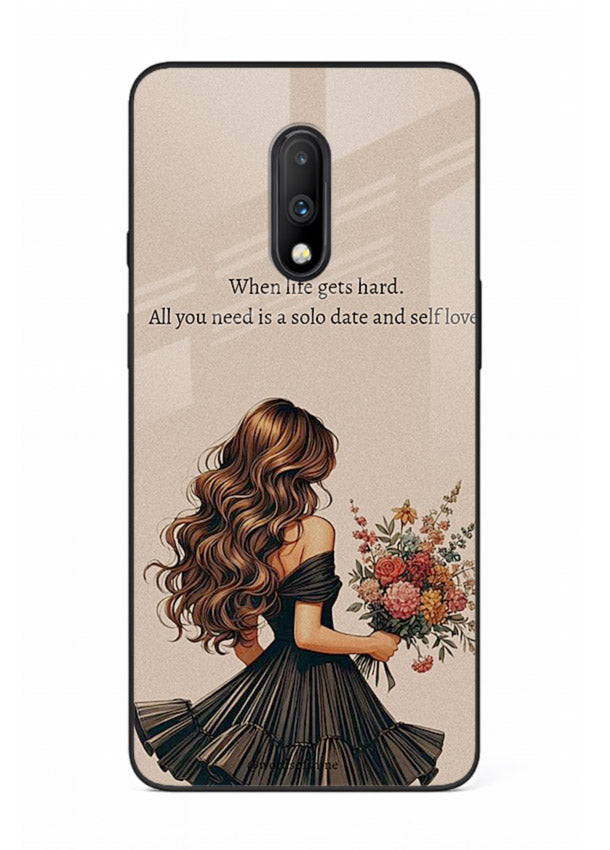 Floral bouquet illustration printed on OnePlus 7 glass back cover with gentle warm tones.