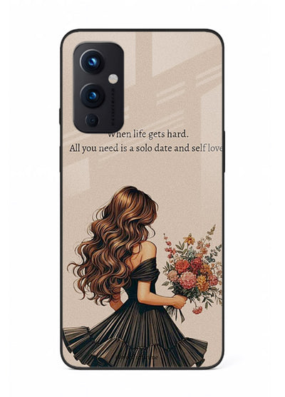 Floral bouquet illustration printed on OnePlus 9 Pro glass back cover with gentle warm tones.