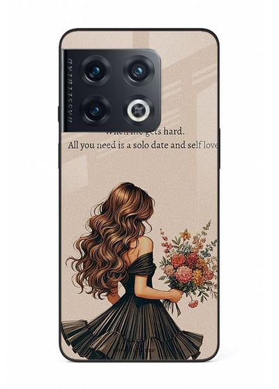 Floral bouquet illustration printed on OnePlus 10 Pro glass back cover with gentle warm tones.