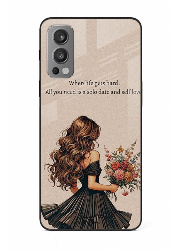 Floral bouquet illustration printed on OnePlus Nord 2 glass back cover with gentle warm tones.