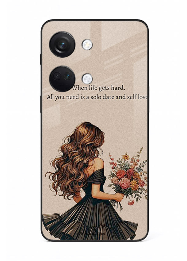 Floral bouquet illustration printed on OnePlus Nord 3 glass back cover with gentle warm tones.