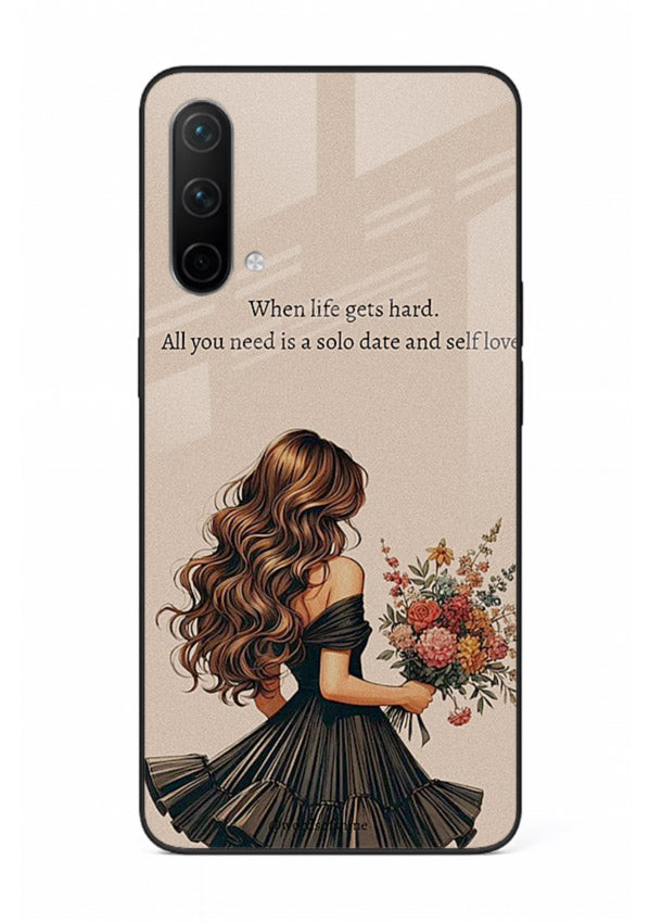 Floral bouquet illustration printed on OnePlus Nord CE 5G glass back cover with gentle warm tones.