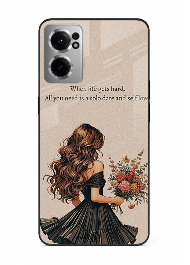 Floral bouquet illustration printed on OnePlus Nord CE2 5G glass back cover with gentle warm tones.