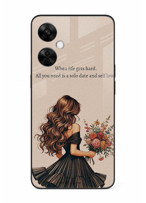 Floral bouquet illustration printed on OnePlus Nord CE3 Lite glass back cover with gentle warm tones.