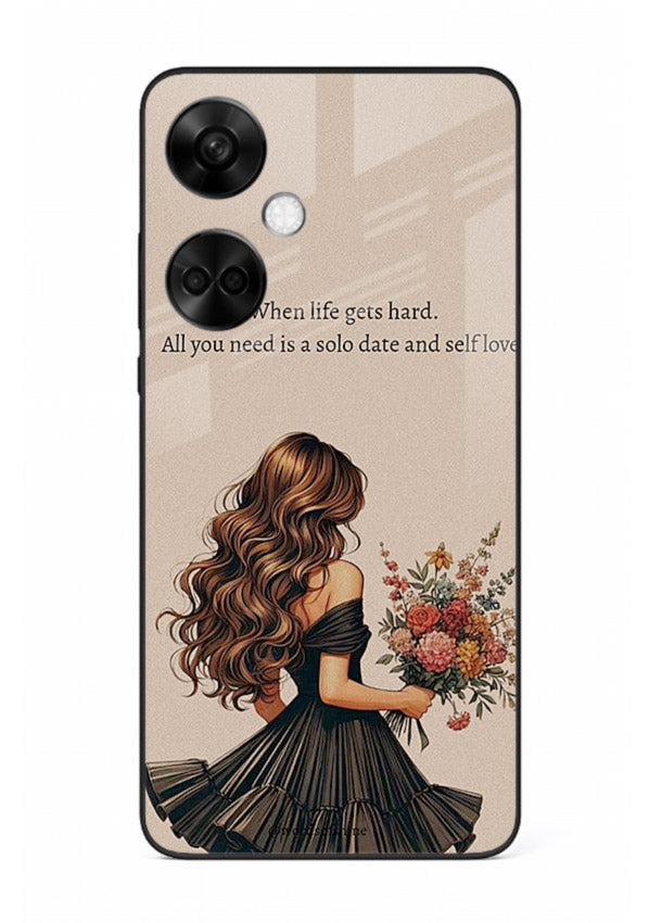 Floral bouquet illustration printed on OnePlus Nord CE3 glass back cover with gentle warm tones.