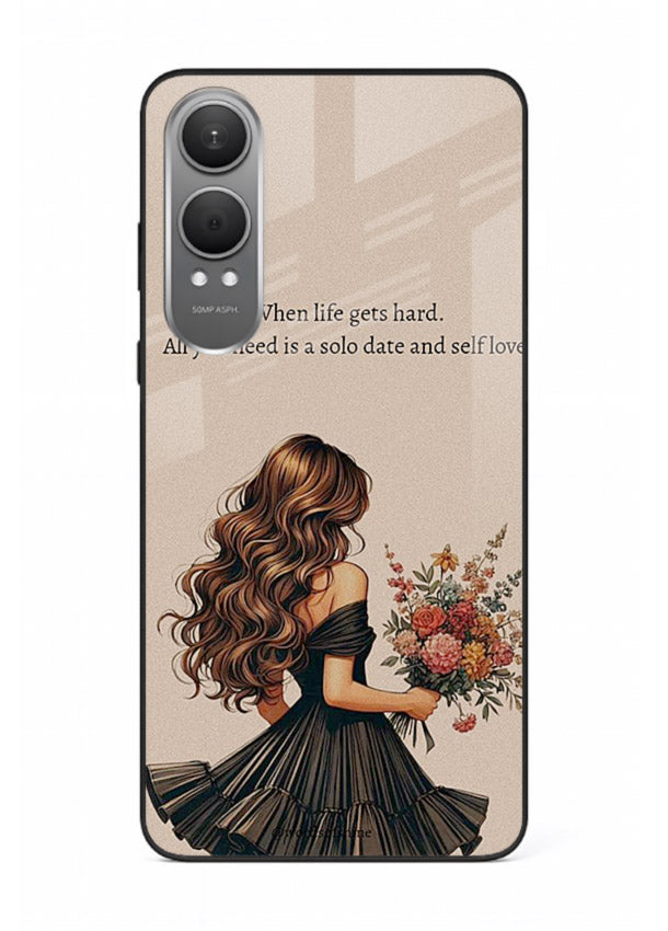 Floral bouquet illustration printed on OnePlus Nord CE4 Lite glass back cover with gentle warm tones.