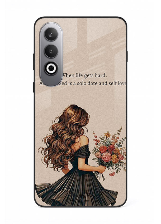 Floral bouquet illustration printed on OnePlus Nord CE4 glass back cover with gentle warm tones.