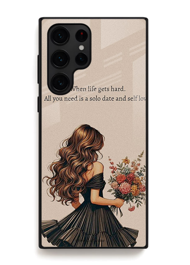Floral bouquet illustration printed on Samsung S25 Ultra glass back cover with gentle warm tones.