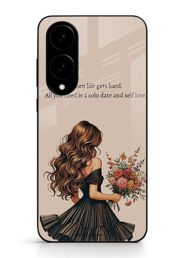Floral bouquet illustration printed on Samsung S25 Edge glass back cover with gentle warm tones.