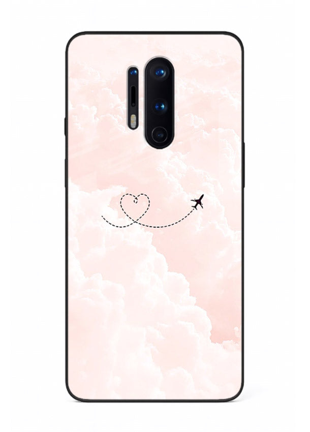 Heart Plane Clouds pink sky artwork OnePlus 8 Pro glass back cover