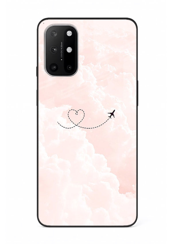 Heart Plane Clouds pink sky artwork OnePlus 8T glass back cover