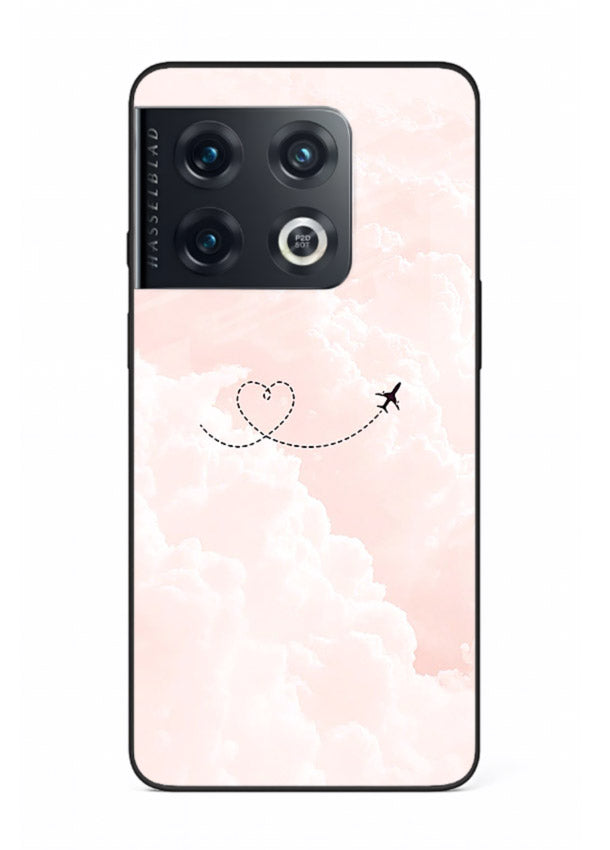Heart Plane Clouds pink sky artwork OnePlus 10 Pro glass back cover
