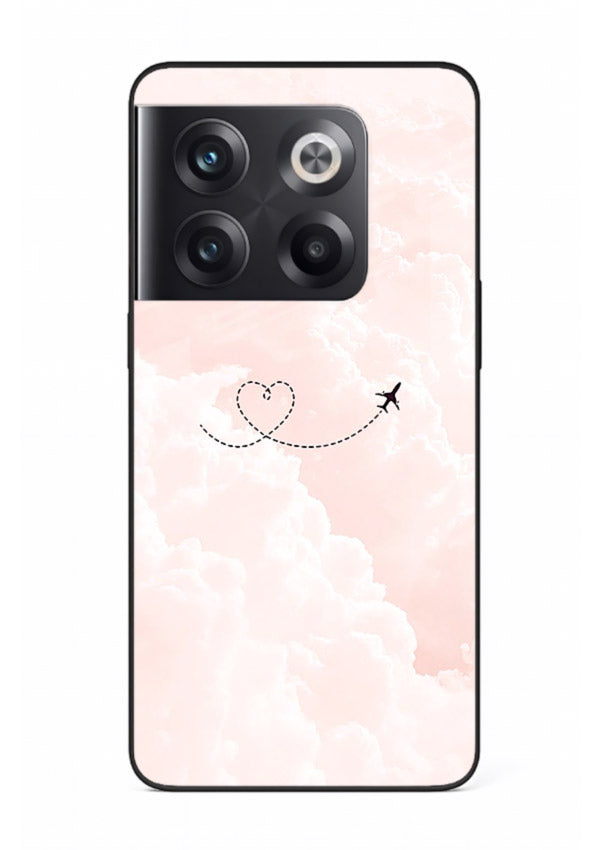 Heart Plane Clouds pink sky artwork OnePlus 10T glass back cover