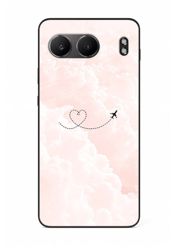 Heart Plane Clouds pink sky artwork OnePlus Nord 4 glass back cover
