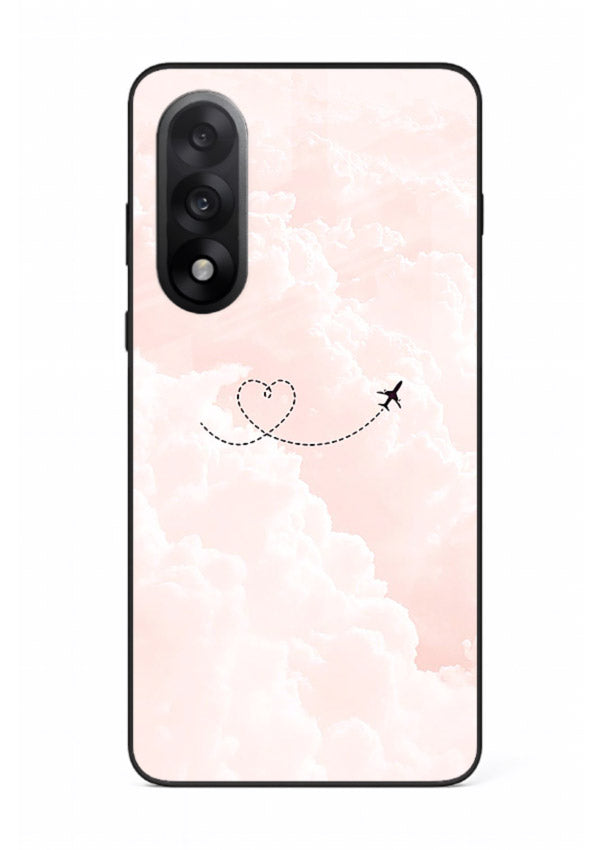 Heart Plane Clouds pink sky artwork OnePlus Nord 5 glass back cover