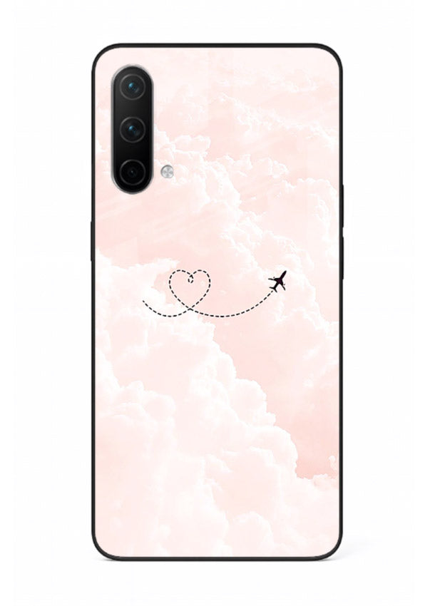 Heart Plane Clouds pink sky artwork OnePlus Nord CE 5G glass back cover
