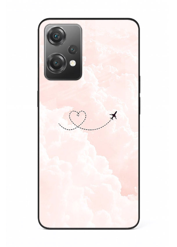 Heart Plane Clouds pink sky artwork OnePlus Nord CE2 Lite 5G glass back cover