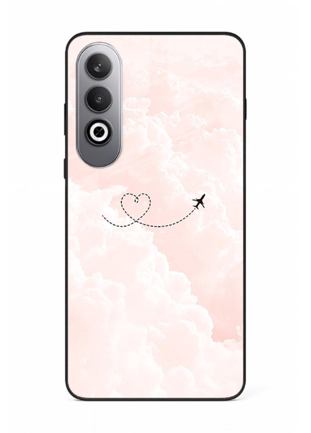 Heart Plane Clouds pink sky artwork OnePlus Nord CE4 glass back cover