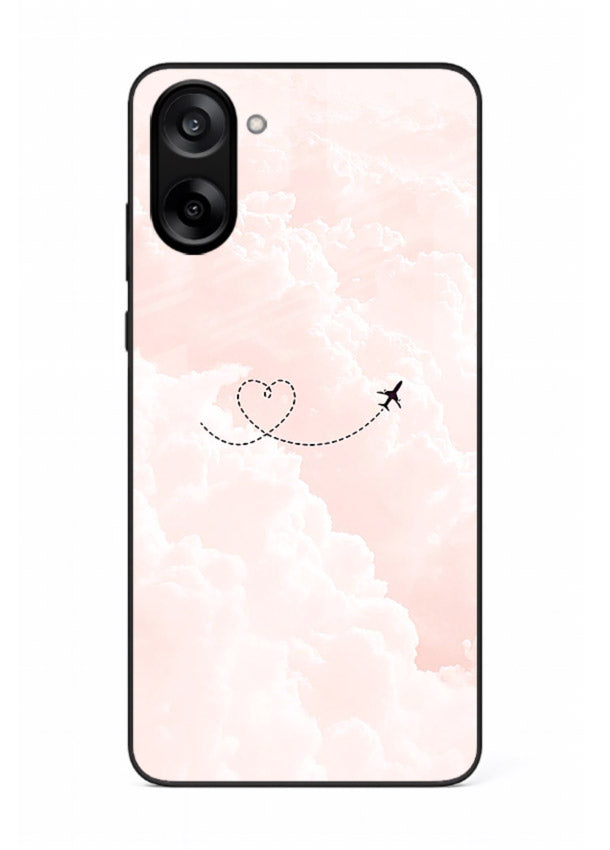 Heart Plane Clouds pink sky artwork OnePlus Nord CE5 glass back cover