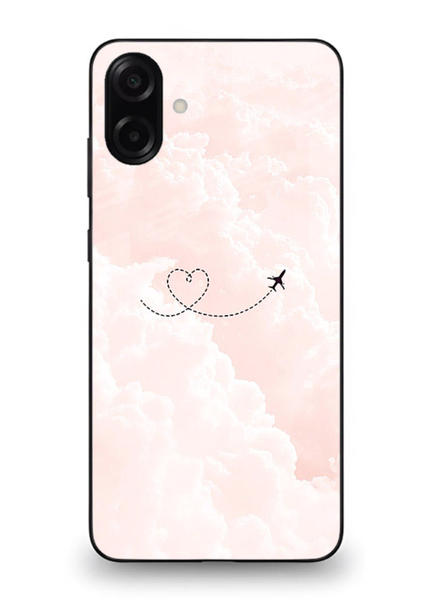 Heart Plane Clouds pink sky artwork Samsung M13 5G glass back cover