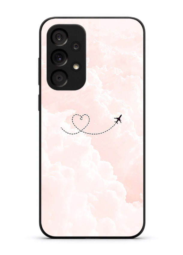 Heart Plane Clouds pink sky artwork Samsung M32 5G glass back cover