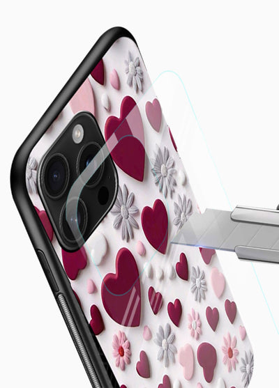 Hearts Blossoms Glass Back Cover