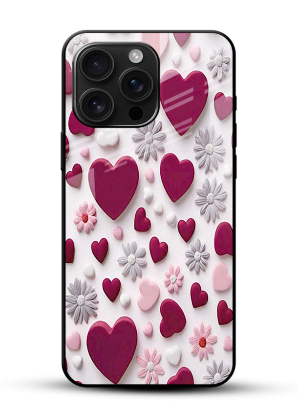 Hearts Blossoms Glass Back Cover
