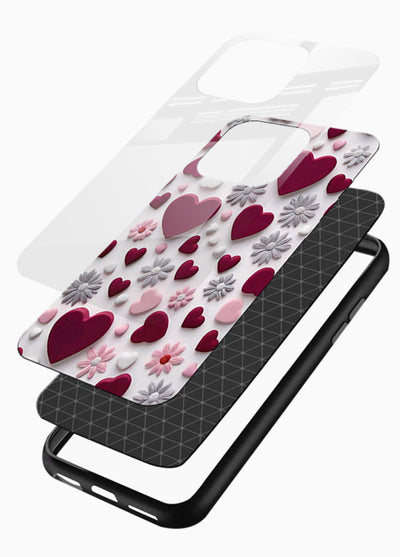 Hearts Blossoms Glass Back Cover