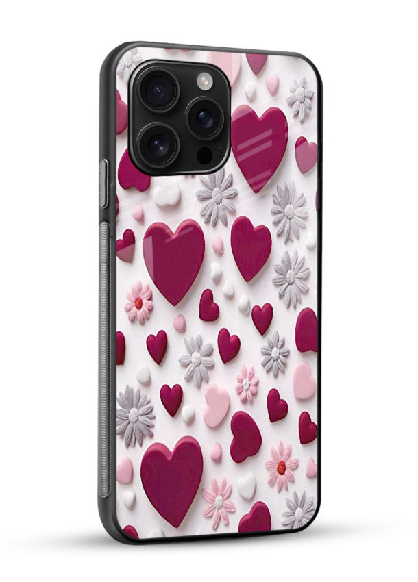 Hearts Blossoms Glass Back Cover
