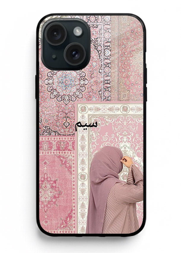 Hijab portrait artwork printed on tempered glass iPhone 13 back cover