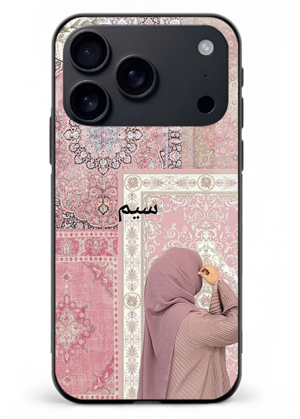 Hijab portrait artwork printed on tempered glass iPhone 18 Pro Max back cover