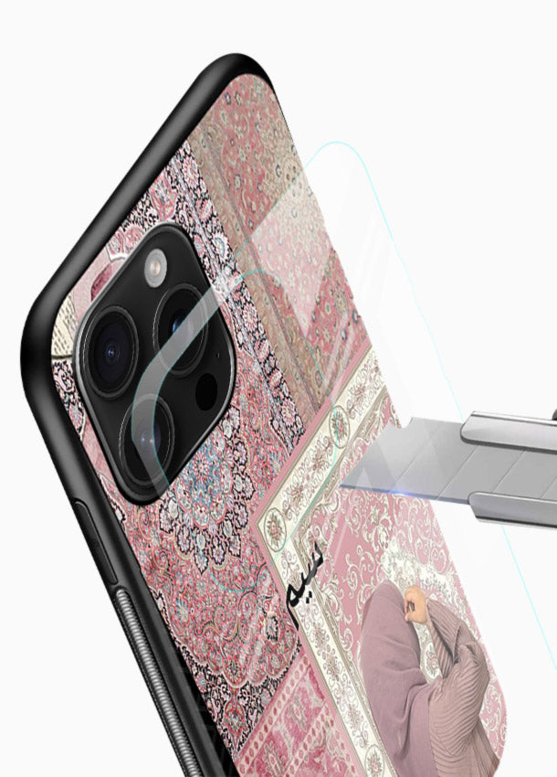 Hijab portrait artwork printed on tempered glass mobile back cover - 4