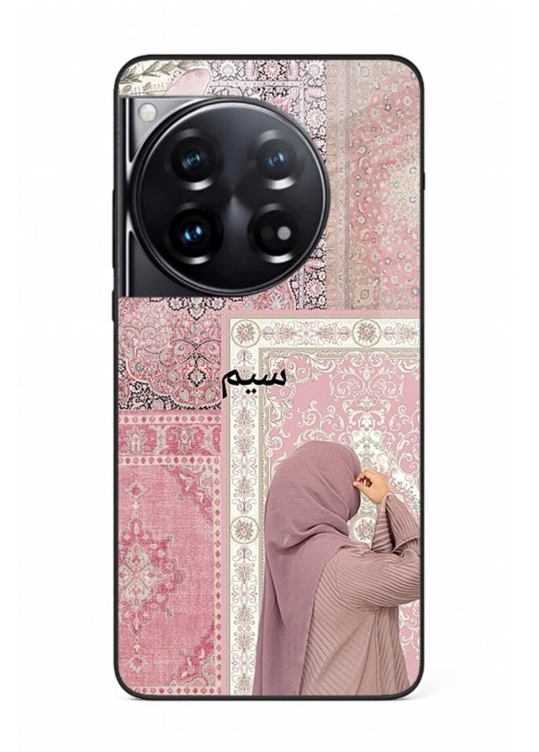 Hijab portrait artwork printed on tempered glass OnePlus 12 back cover