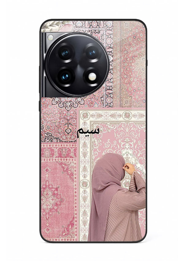 Hijab portrait artwork printed on tempered glass OnePlus 12R back cover