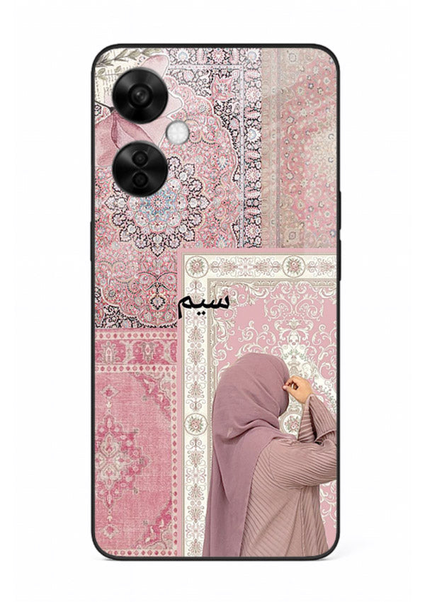 Hijab portrait artwork printed on tempered glass OnePlus Nord CE3 Lite back cover
