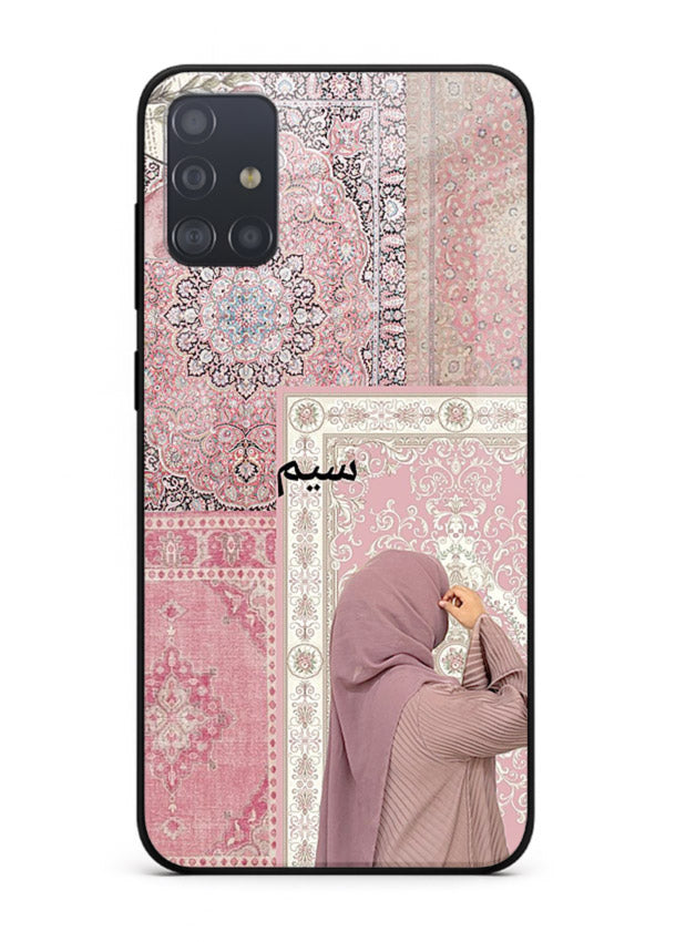 Hijab portrait artwork printed on tempered glass Samsung A51 back cover