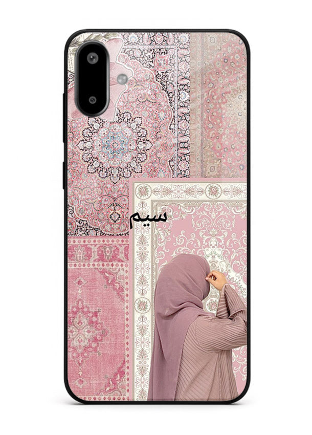 Hijab portrait artwork printed on tempered glass Samsung F06 5G back cover